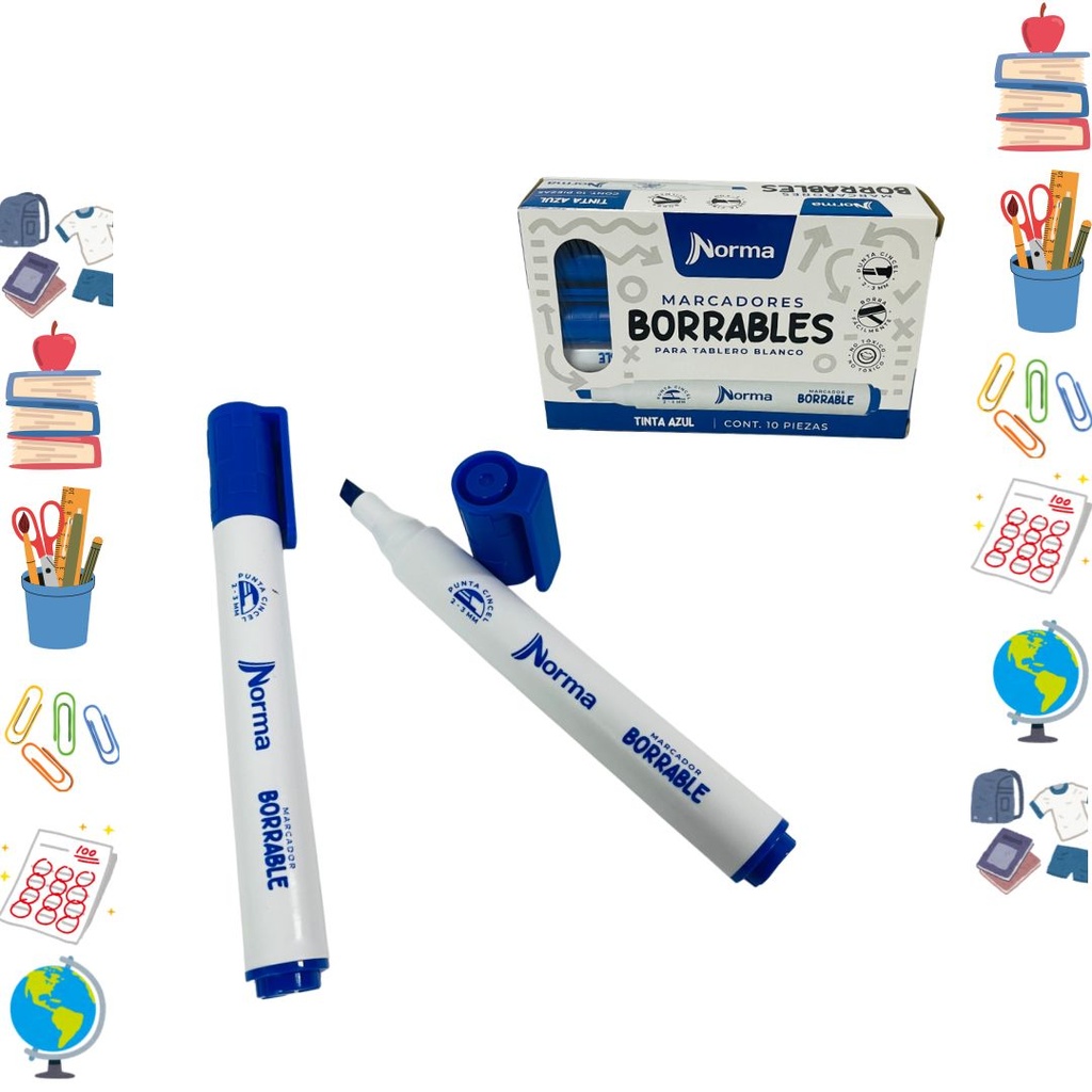 Marcador borrable norma azul caja x10  