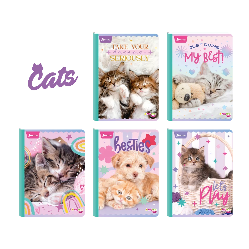 Cuaderno xpresarte cosido licencia cats (gatos)100H rayas 