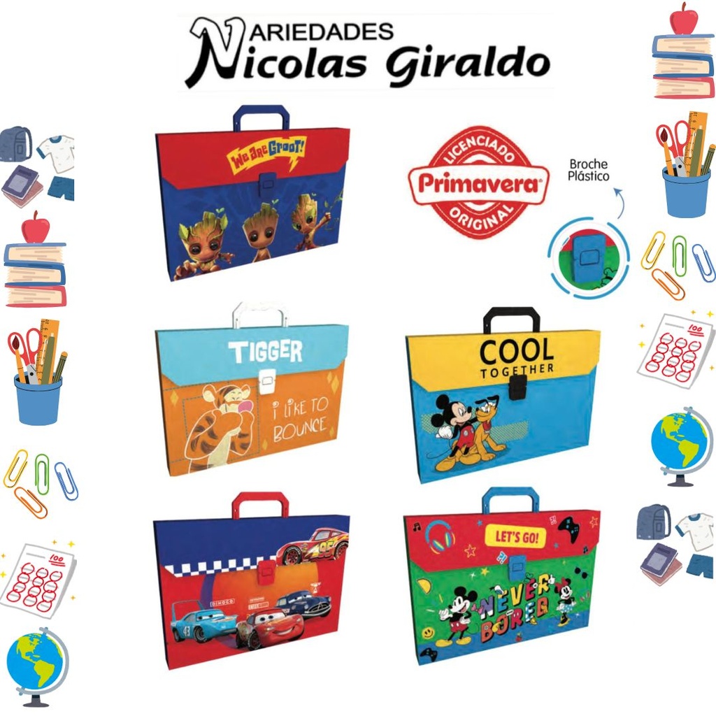 Carpeta primavera maletin Plastico disney niño