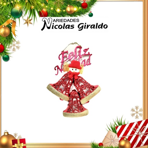 [18C904] @ADORNO CAMPANA NAVIDEÑA MUÑECO NIEVE 