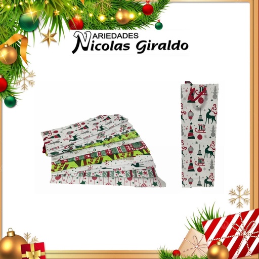 [205030] @BOLSA NAVIDEÑA CORRUGADA BOTELLERA PQT X12