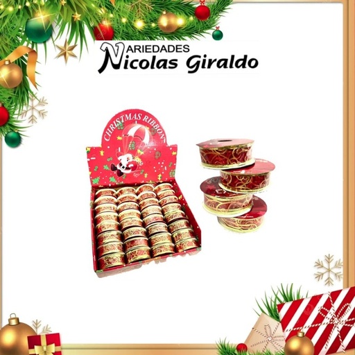 [FL308R] @CINTA DECO DELGADA 2.5CM X2.7MT ROJA 