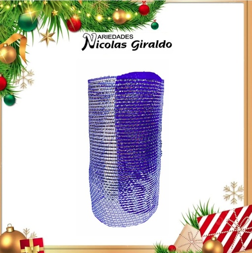 [VNG-112AR] @MALLA DECORATIVA 26CM 8 YARDAS AZUL PLATA