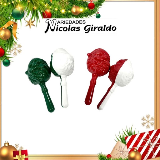 [MT4037] MARACA CARA PAPA NOEL COLOR X2