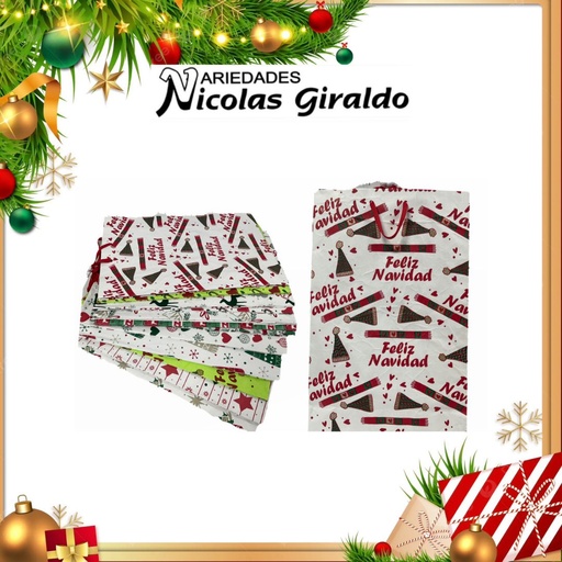 [204090]  @BOLSA NAVIDEÑA CORRUGADA GRANDE PQT X12 