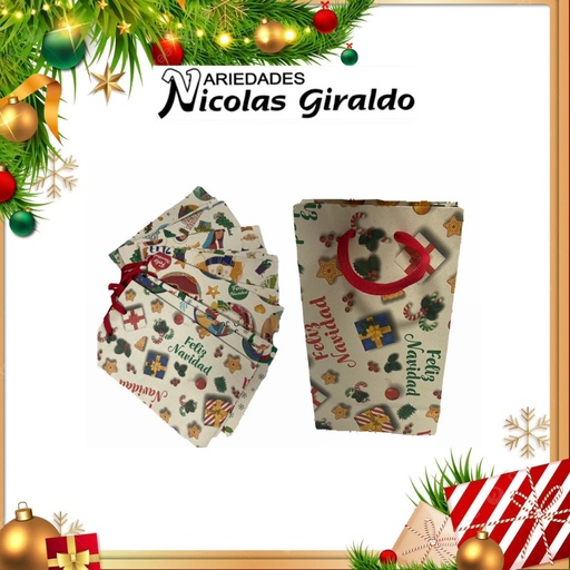 [206040] @BOLSA NAVIDEÑA NATURAL PEQUEÑA PQT X12 
