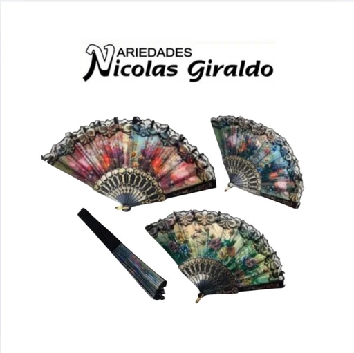 [PT24313] Abanico plastico negro paquete x12 