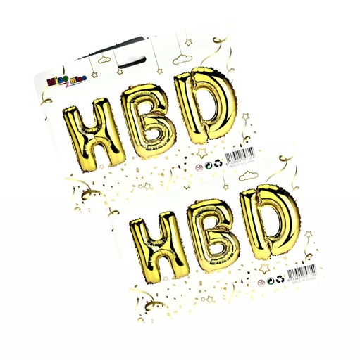 [2D-5538D] Inflable letrero "H.B.D" 16 pulgadas dorado