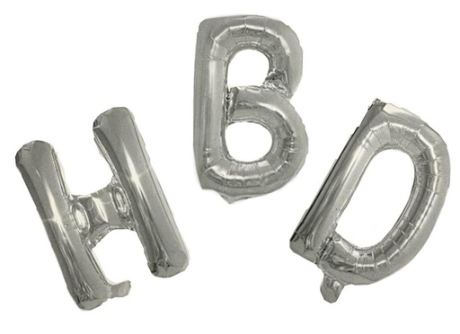 [2D-5538P] Inflable letrero "H.B.D" 16 pulgadas plata