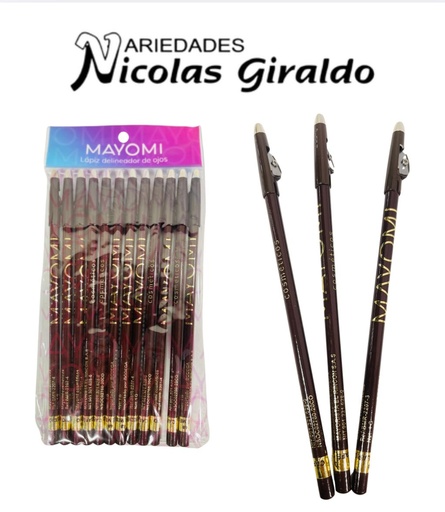 [BMR-2207-3] Lapiz ojos sencillo cafe claro x12 unidades