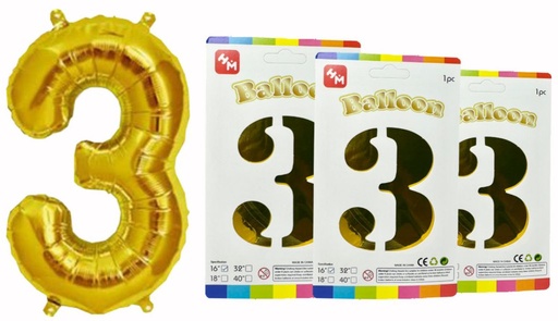 [1404D] @(DF-013) Numero inflable dorado #3 