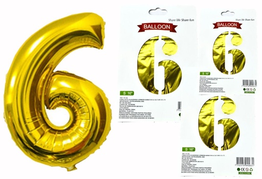 [1404D] @(DF-013) Numero inflable dorado #6