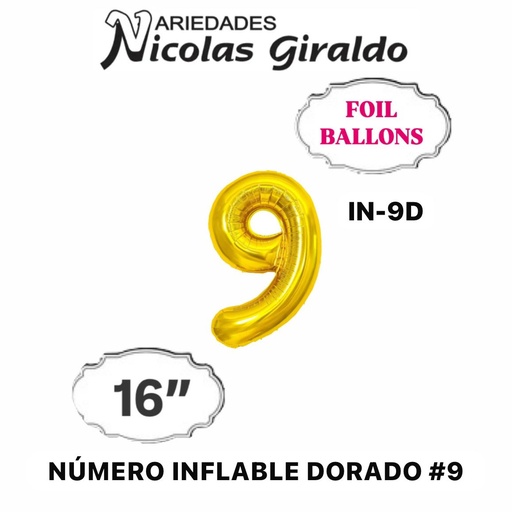 [05-141] @(DF-013) Numero inflable dorado #9