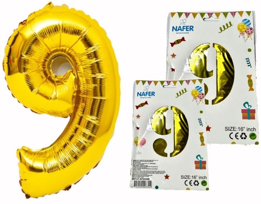 [1404D] @(DF-013) Numero inflable dorado #9