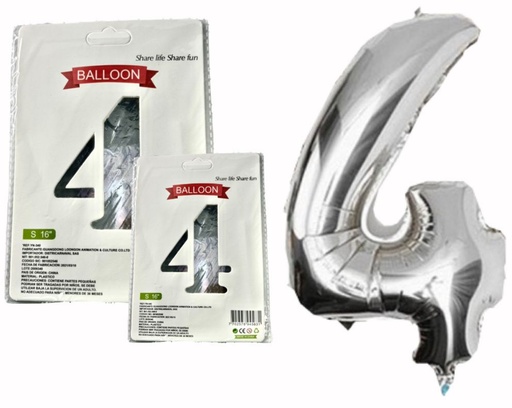 [DF-013] @(1404P) Numero inflable plata #4