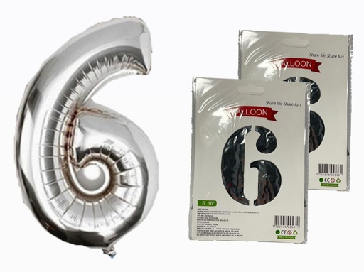 [DF-013] @(1404P) Numero inflable plata #6