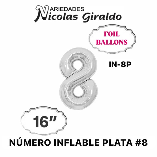 [05-130] @(DF-013) Numero inflable plata #8