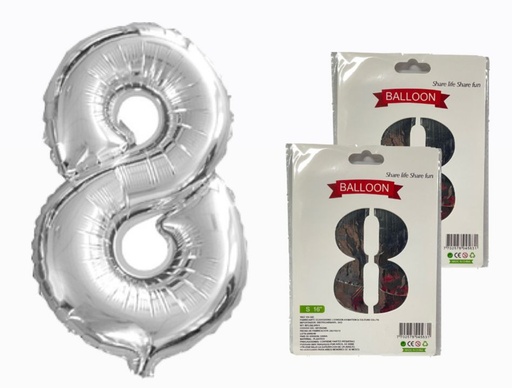[DF-013] @(1404P) Numero inflable plata #8