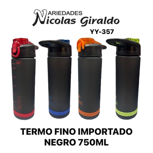 [YY-357] Termo fino importado negro 750ml