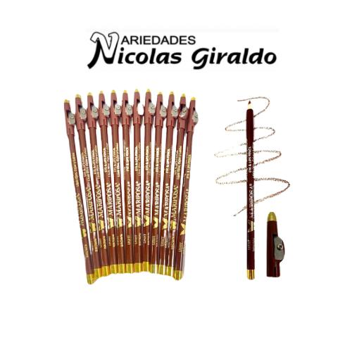 [2084264] Lapiz ojos mariposa cafe claro bolsa X12 