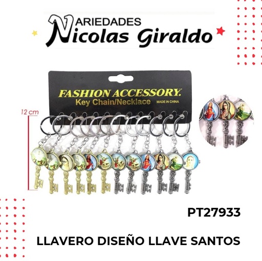 [PT27933] Llavero diseño llave con imagenes religiosas 