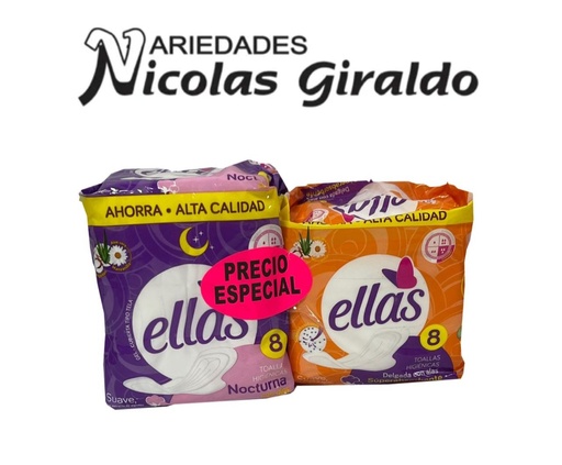 [OF0045N] Toalla ellas nocturna x2 bolsa produsa 