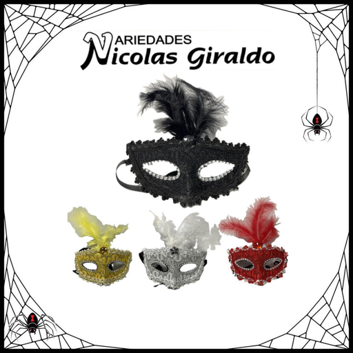 [DK524] @Antifaz halloween veneciana con pluma encaje