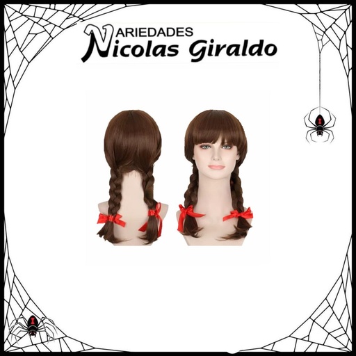 [DK605-MARR] @Peluca halloween dos trenzas marron
