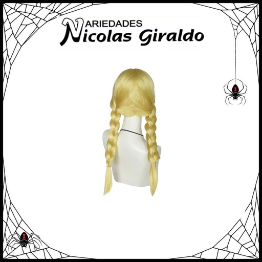 [DK605-RUBI] @Peluca halloween dos trenzas rubia