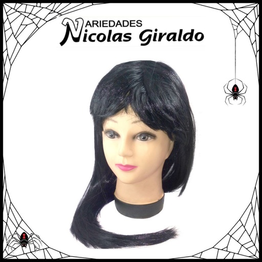 [DK201-NEGR] @Peluca halloween lisa larga negra