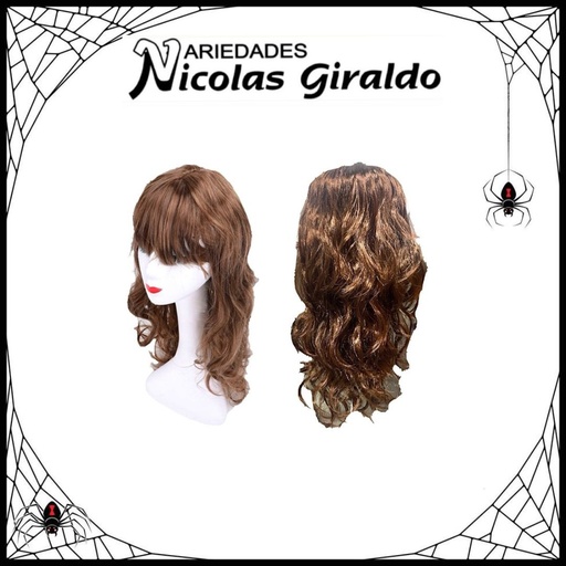 [DK205-MARR] @Peluca halloween ondulada larga marron