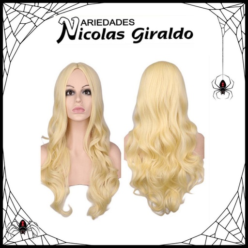 [DK205-RUBI] @Peluca halloween ondulada larga rubia