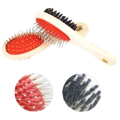 [BMR-254] Cepillo mascota madera doble mediano
