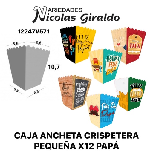 [12247V571] Caja ancheta crispetera Pequeña x12 PAPA