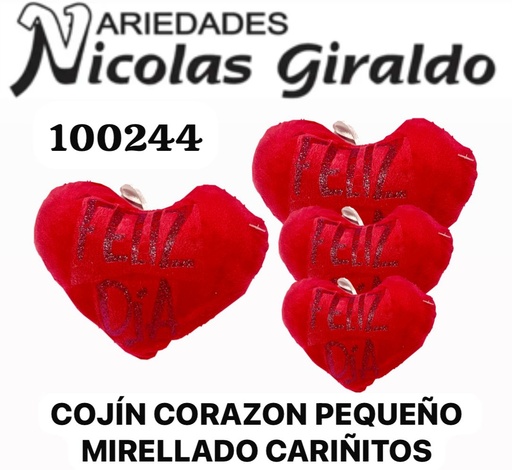 [100244] Cojin corazon pequeño mirellado cariñitos