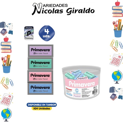 [P846] Borrador primavera color caja x24 