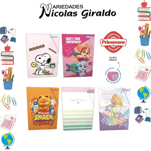 [P3935] Carpeta primavera plastica liga teen niña 