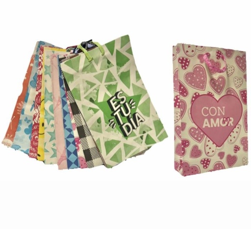 [104030] @Bolsa regalo pastel estampada mediana pqt x12