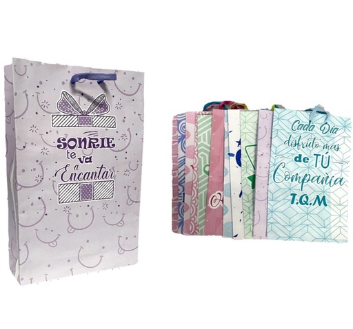 [202040] @Bolsa regalo arte mensaje pastel Mediana pqt x12