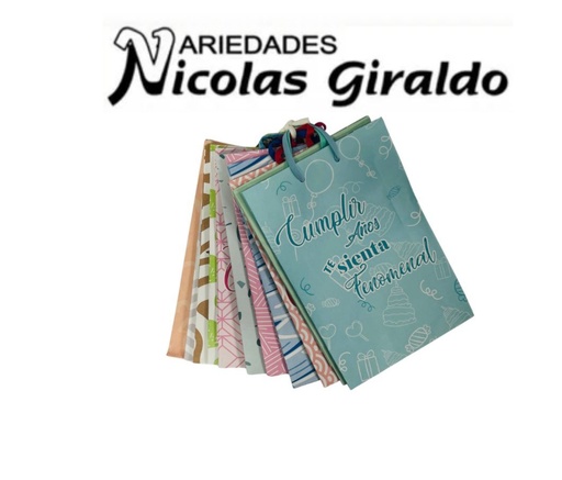 [202040] @Bolsa regalo arte mensaje pastel Mediana pqt x12