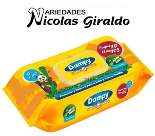 [001-PA] Pañitos humedo dampy x102 amarillo 