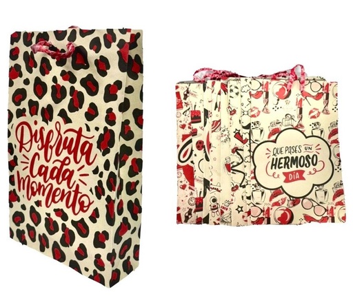 [104070] @Bolsa regalo ecologica estampada mediana pqt x12