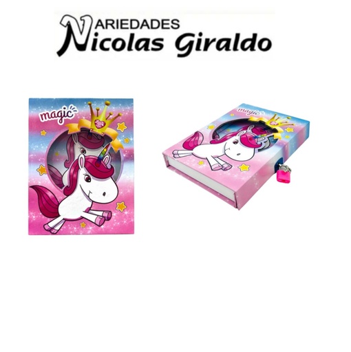 [PT19160] Diario infantil candado unicornio