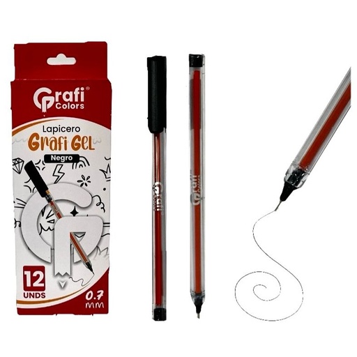 [GR101] Lapicero tapa 0.7 negro x12 graficolors