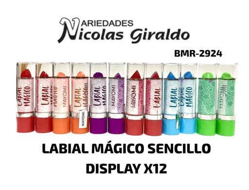 [BMR-2925] Labial magico sencillo display x12 