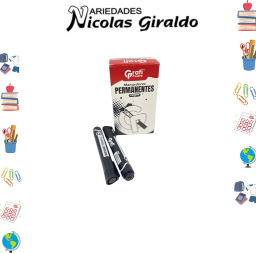 [GR213] Marcador permanente negro graficolors caja x12 