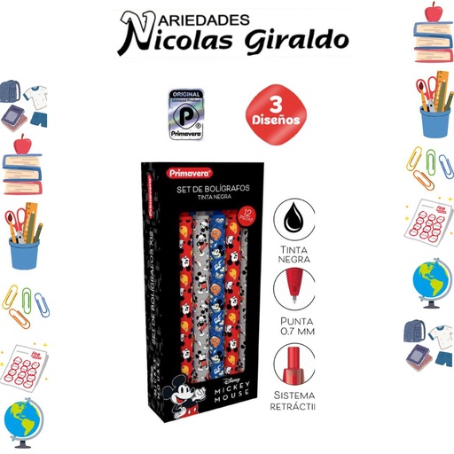 [4068-018-1513] Lapicero primavera personaje mickey x12