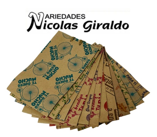 [201090] @Bolsa regalo kraft mensaje Mediana pqt x12