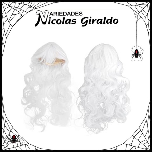 [DK205-BLAN] @Peluca halloween ondulada larga blanca