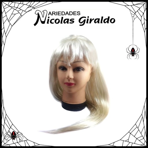 [DK201-BLANC] @Peluca halloween lisa larga blanca
